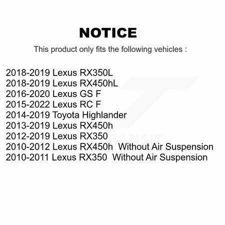 Tor Rght Suspension Stabilizer Bar Link Kit For Toyota Highlander Lexus RX350 RX450h RX350L TOR-K750419